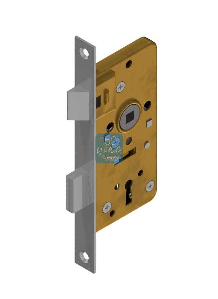 Mortise lock for bit key backset 40 / 50 mm distancing 60mm with horizontal through holes Brass | GSV-No. 4040