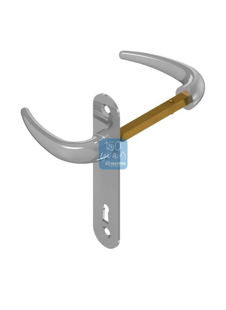 Handle with plates doorthickness 18 - 25mm Brass | GSV-No. 5928