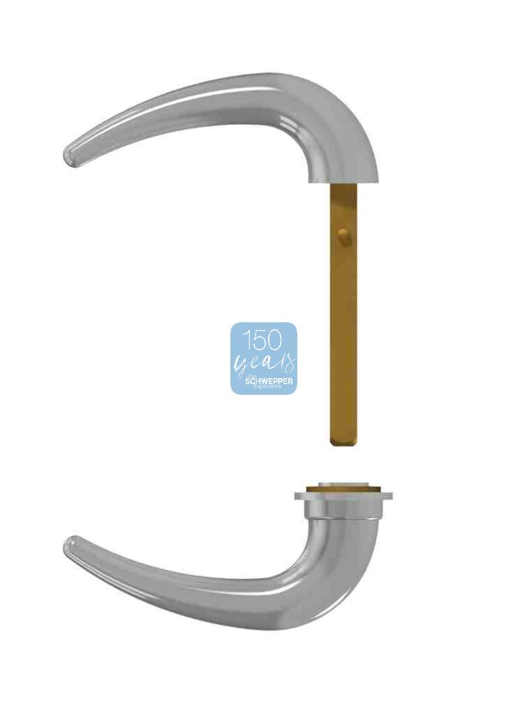 Handle with plates doorthickness 18 - 25mm Brass | GSV-No. 5928 F