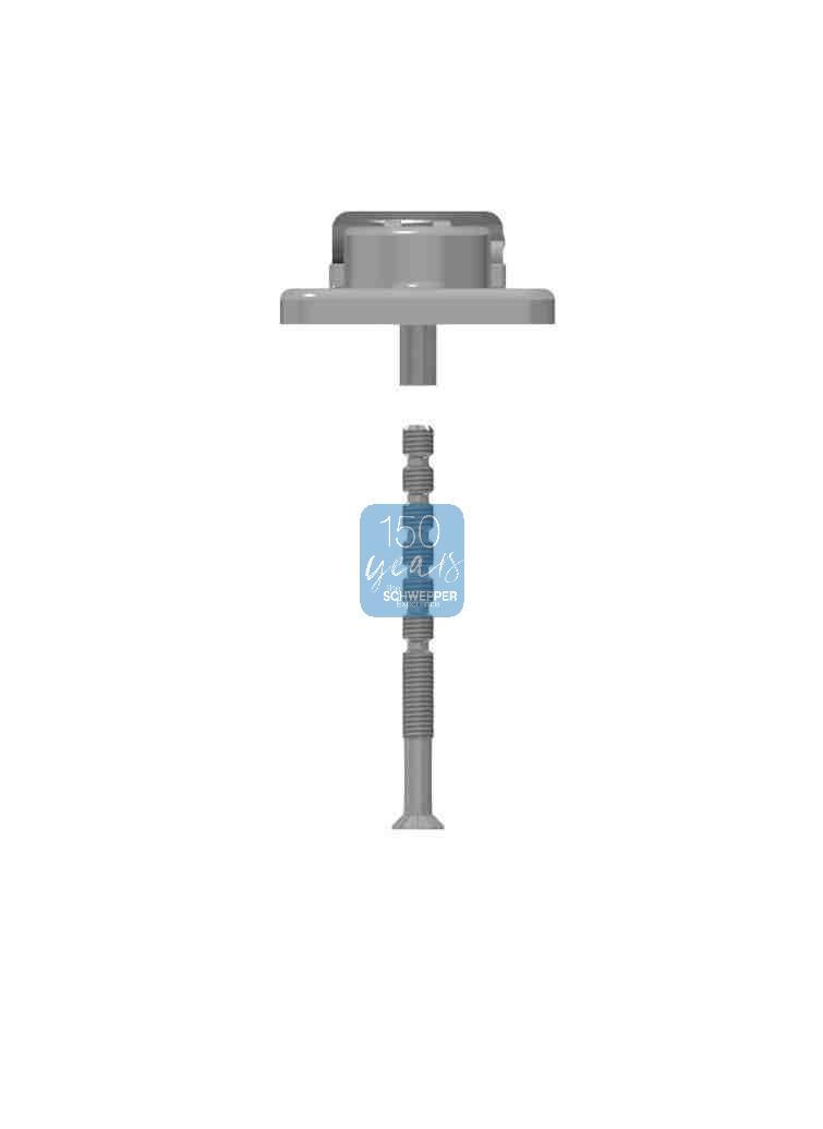 Kurzschild mit Zylinderloch eckig Messing / Edelstahl (A2) und klappbarer Blende in Entfernungen 75mm / 72mm für Kastenschlösser mit Durchgangslöchern | GSV-Nr. 6645 ZK / 1