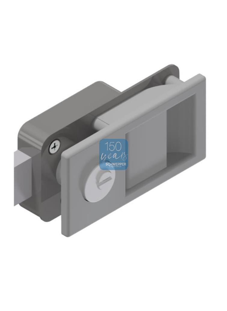 Cabinet lock with cylinder Ø 23mm cylinde rlengths 21mm for door thicknesses 15-18mm in Aluminium-Stainless steel | GSV-No. 5845