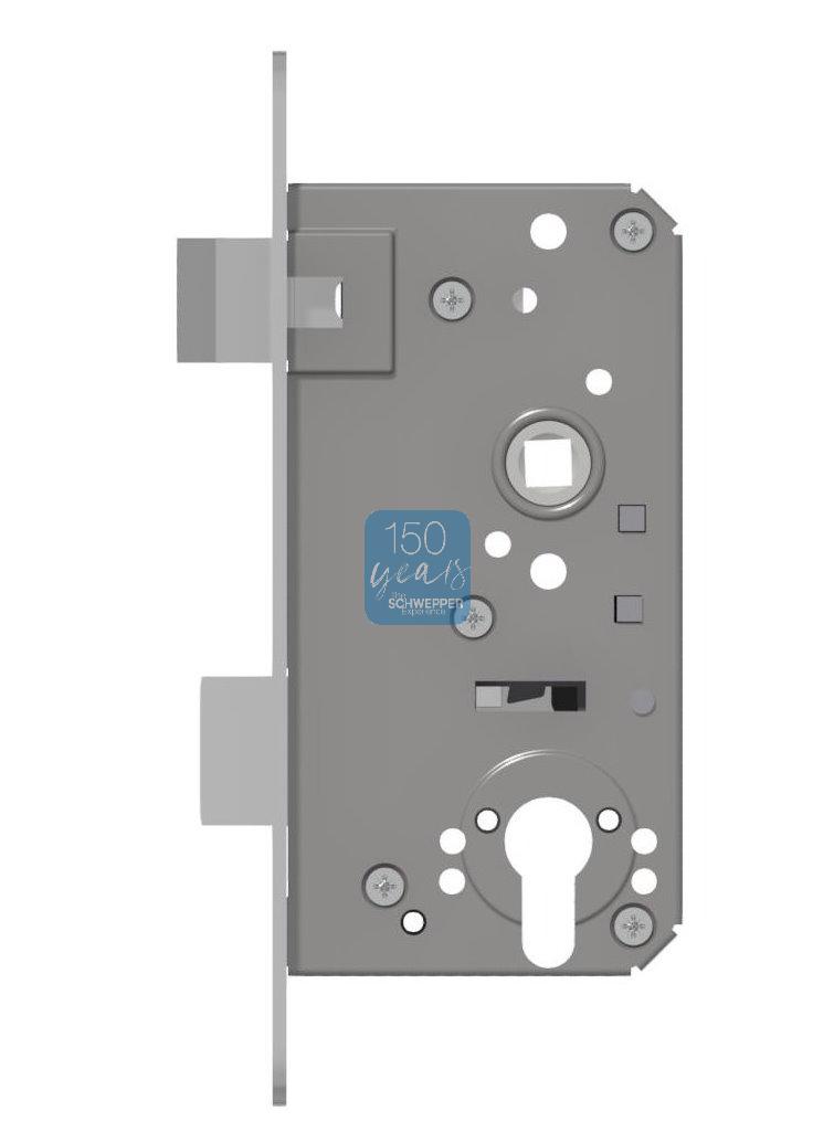 Mortise lock for cylinder latch protrusion 19mm complete stainless steel | GSV-No. 3819 Z