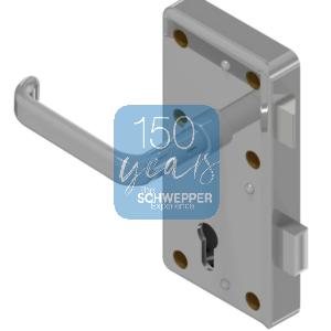 Rim lock (stainless steel) for cylinder with handle 4410 (Brass) preassembled | GSV-No. 3827 Z S001 left hand inward
