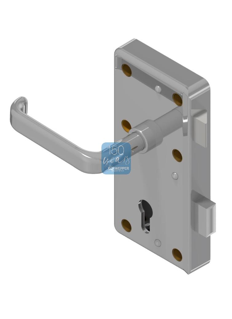 Rim lock for cylinder (stainless steel) with handle 4410 (Brass) preassembled | GSV-No. 3827 Z S001
