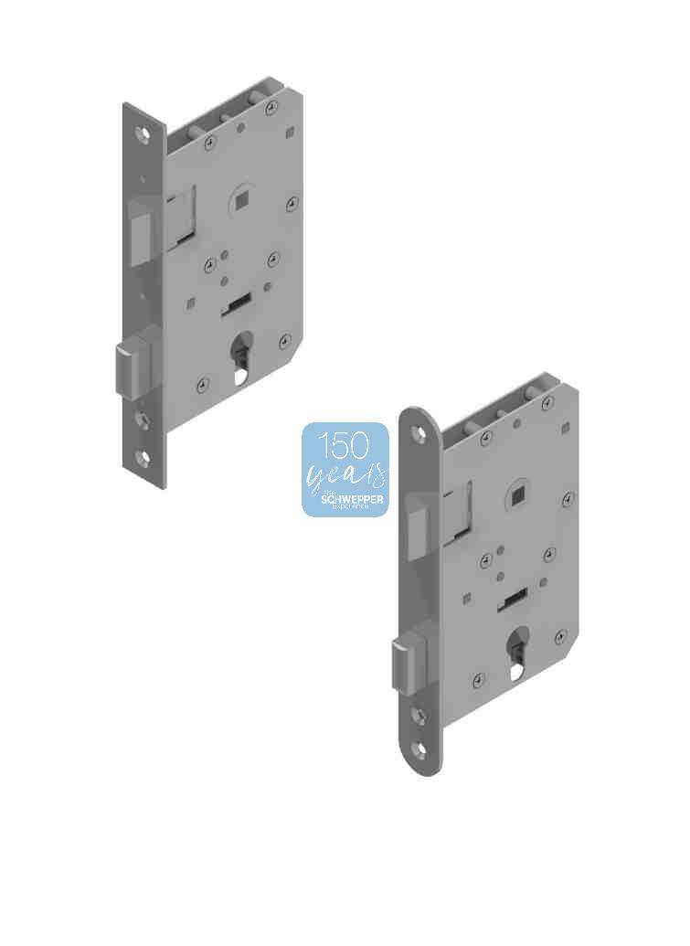 Mortise lock with wedge latch for cylinder for doors with strong sealings Stainless steel | GSV-No. 9105 Z