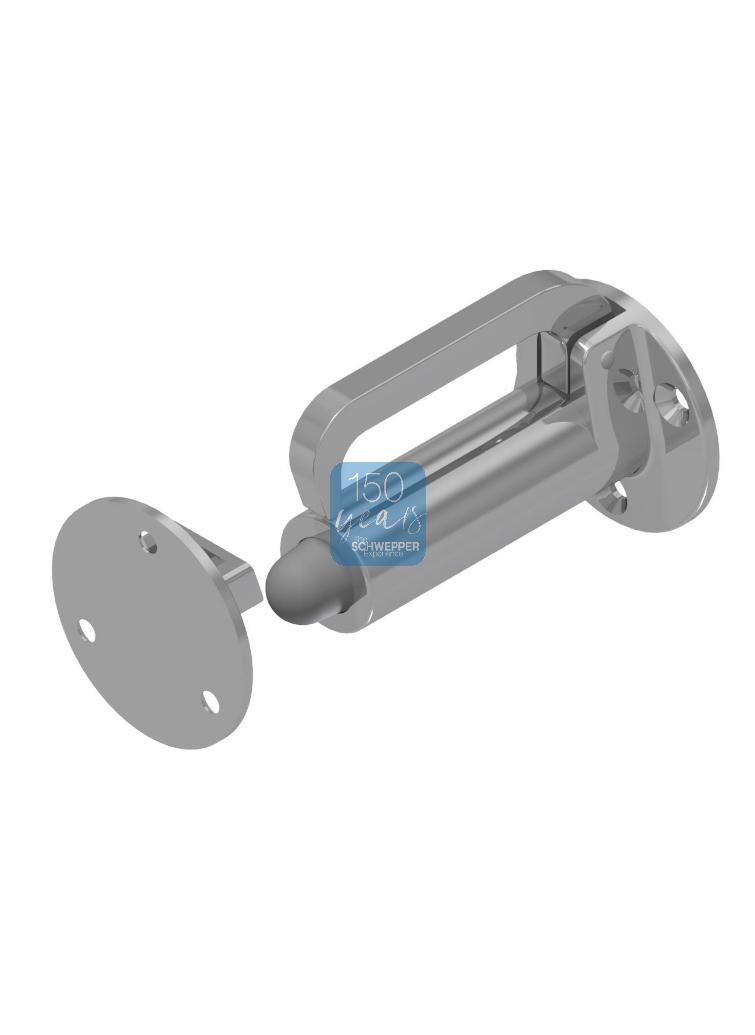 Door stop with downwards spring loaded catch 90 mm Stainless steel | GSV-No. 236 B FHU
