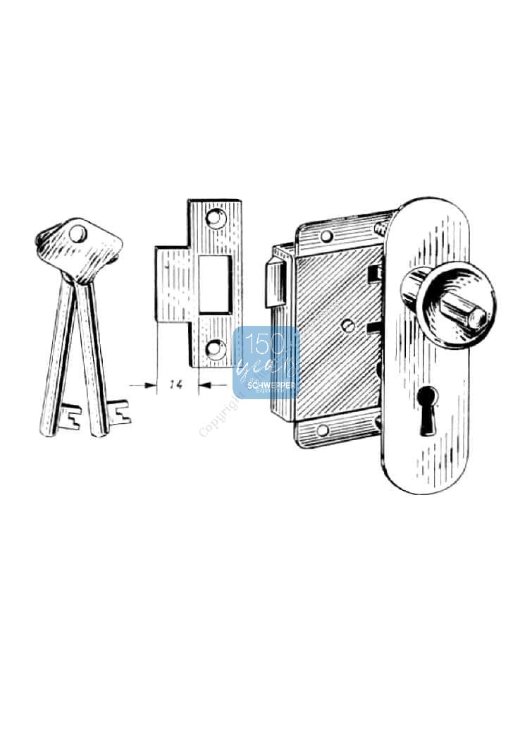 Möbelschloss mit Druckknopf für Schlüssel Messing | GSV-Nr. 6039