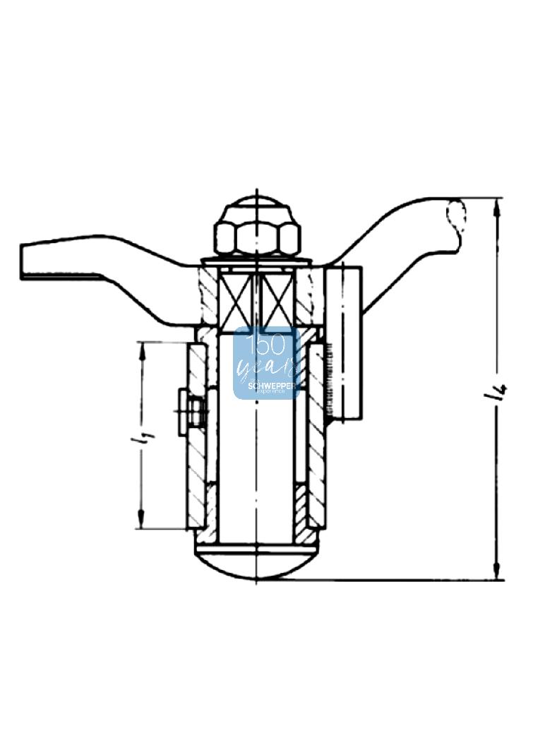 Vorreiberverschluss mit Griff und Flachkopf 73 / 93mm Stahl | GSV-Nr. 104 C