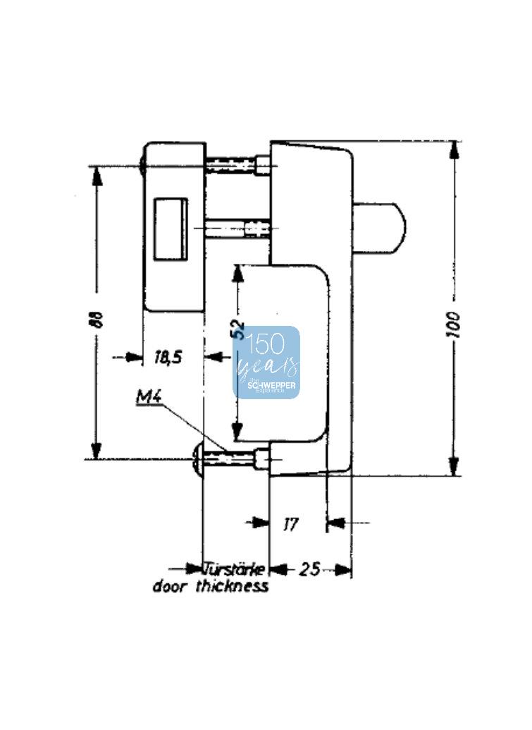 Kastenschnäpper mit Griff horizontal und vertikal verwendbar für Vorhangschlösser Messing | GSV-Nr. 6605
