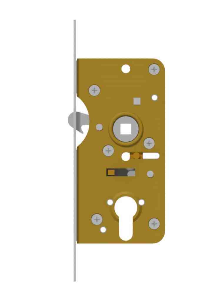 Mortise sliding door lock for cylinder backset 40mm Brass | GSV-No. 1069 Z