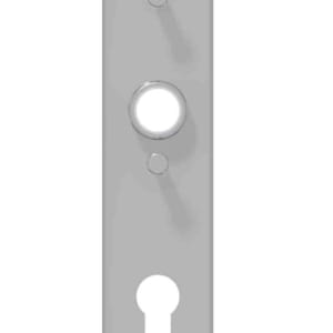 Kurzschild eckig mit Zylinderloch für Kastenschlösser mit Durchgangslöchern Messing / Edelstahl (A2) | GSV-Nr. 6645 Z / 1