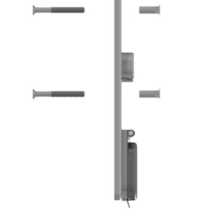 Kurzschild mit Zylinderloch eckig Messing / Edelstahl (A2) und klappbarer Blende in Entfernungen 75mm / 72mm für Kastenschlösser mit Durchgangslöchern | GSV-Nr. 6645 ZK / 