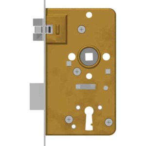 Mortise lock for bit key with antivibration latch backset 40mm distancing 60mm with horizontal through holes Brass | GSV-No. 4040 K right hand