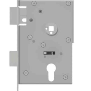 Mortise lock with fail safe function for dog system backset 65mm Stainless steel | GSV-No. 9012 Z right hand with faceplate 210 x 25 x 3mm