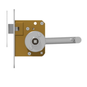 Mortise Latch Lock 55 mm Backset for Train Driver’s Cab Door with Square Spindle for RIC Key | GSV No. 3234 SET brass left hand
