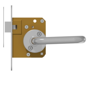 Mortise Latch Lock 55 mm Backset for Train Driver’s Cab Door with Square Spindle for RIC Key | GSV No. 3234 SET brass right hand