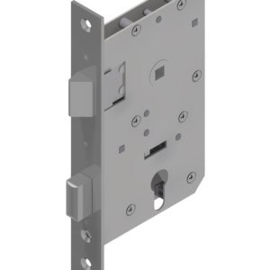 Mortise lock with wedge latch for cylinder for doors with strong sealings Stainless steel | GSV-No. 9105 Z faceplate square left hand