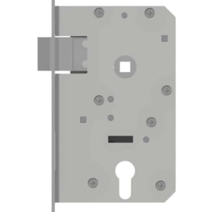 Mortise latch lock with wedge latch for doors with strong sealing Stainless steel | GSV-No. 9105 F faceplate radius 15 left hand