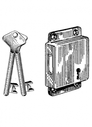 Rim Deadlock for bit key / masterkeyed with mounting flaps Brass | GSV-No. 3239 H