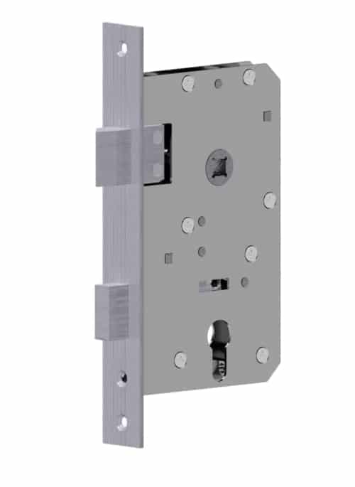 Mortise lock with wedge latch stainless steel with long door plates