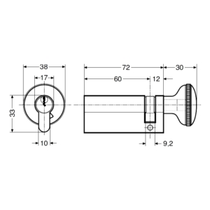 Thumbturn cylinder seawater resistant type 60 / 12 Brass | GSV-No. 372
