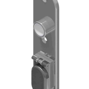 Short plate with cylinder hole brass / stainless steel (304) and spring loaded folding cover distancing 75mm / 72mm for rim locks and mortises | GSV-No. 6643 ZK / 2