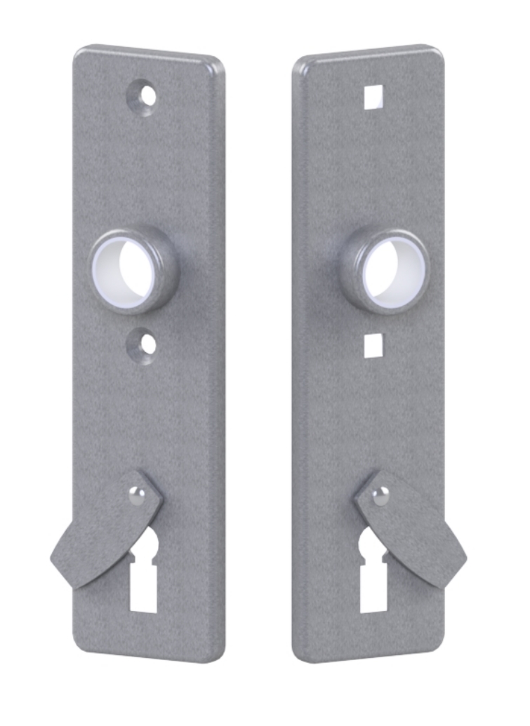 Kurzschilder mit Schlüsselloch und Blende in Messing Entfernung 75mm für Einsteckschlösser mit Buntbartschlüssel | GSV-Nr. 6645 A