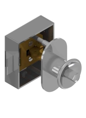 Cabinet latch with push-button knob for door thickness 1-23mm / 13-40mm in Brass | GSV-No. 4341