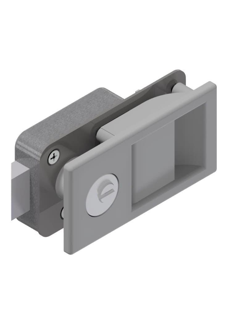 Cabinet lock flush with backside locking with cylinder Ø 23mm Aluminium-Stainless steel | GSV-No. 5845 S