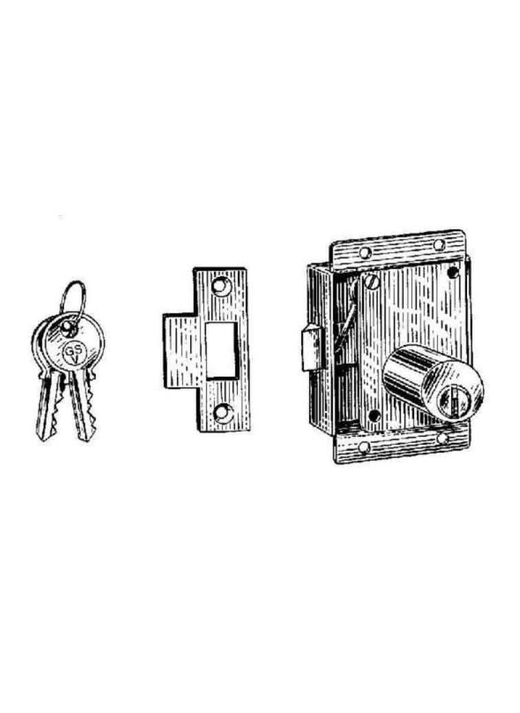 Cabinet latch with cylinder left hand Brass | GSV-No. 3710 Z