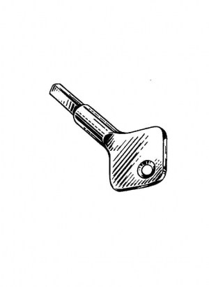 Square pin key with 7mm spindle 20mm projecting Brass | GSV-No. 4529 C