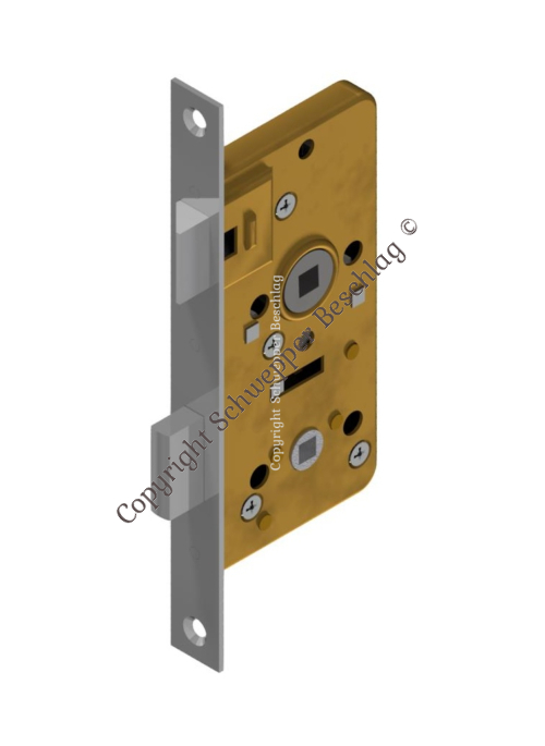 Mortise WC-lock backset 40 / 50mm distancing 60mm with horizontal through holes Brass | GSV-No. 4040 WC
