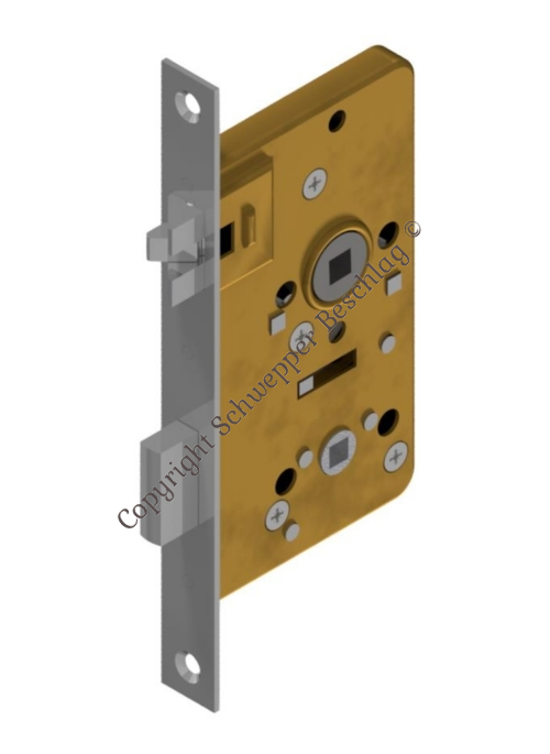 Mortise WC-lock with antivibration latch backset 40 / 50mm distancing 60mm with horizontal through holes Brass | GSV-No. 4040 WCK