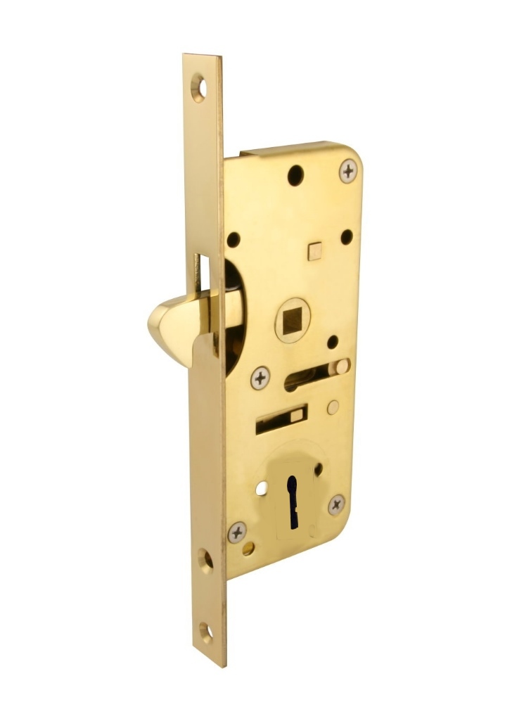 Mortise sliding door lock for bit key backset 32mm Brass | GSV-No. 969
