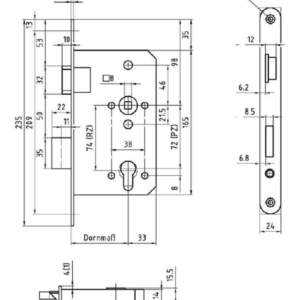 Mortise lock for cylinder Steel | GSV-No. 3212 Z - item discontinued and replaced by 3262 Z